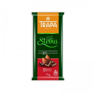 Czekolada gorzka 80% kakao ze stewią bez cukru 75g TRAPA