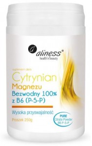 Cytrynian magnezu bezwodny z B6 250g ALINESS 
