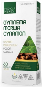 Gymnema Morwa Cynamon 475 mg 60 kapsułek MEDICA HERBS