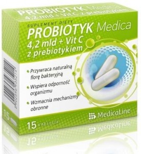 Probiotyk Medica 4,2 mld+Vit C z prebiotykiem 15kaps. MEDICALINE