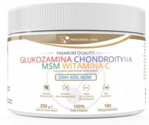 Glukozamina,Chondroityna,MSM,Witamina C 250 g PROGRESS LABS