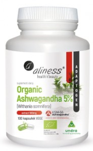 Organiczna Ashwagandha 5% 100 kaps. ALINESS 