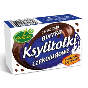 Drażetki ksylitolki czekoladowe "Gorzka czekolada" 0% cukru 33g AKA