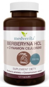 Berberyna HCL + cynamon cejloński 250/100 mg - 120 kapsułek MEDVERITA 