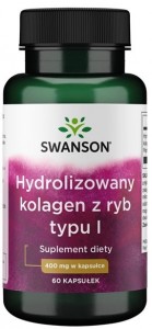Hydrolyzed Fish Collagen (Hydrolizowany kolagen z ryb) typu I 400mg 60 kapsułek SWANSON 
