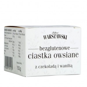 Ciastka owsiane z czekoladą i wanilią bezglutenowe 150g ŁAKOĆ WARSZAWSKI