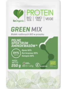 GreenMix Białek roślinnych Bio 250 g BeOrganic 