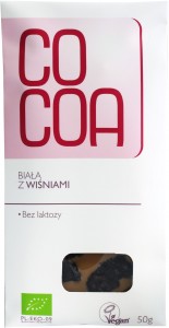 Czekolada biała z wiśniami BIO 50g COCOA
