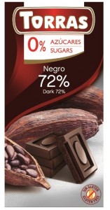 Czekolada  gorzka 72% kakao bez dodatku cukru 75 g TORRAS