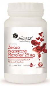 Żelazo organiczne MicroFerr® 25mg 100tabl. VEGE ALINESS