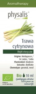 Olejek eteryczny trawa cytrynowa (lemongrass) BIO 10 ml - PHYSALIS