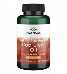  Pristine Norwegian Cod liver oil (Olej z wątroby dorsza) 60kaps SWANSON