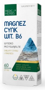 Magnez cynk Wit. B6 60 kapsułek MEDICA HERBS