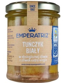 Tuńczyk biały filety  w Bio oliwie z oliwek ekstra virgin 200 g (130 g)  EMPERATRIZ