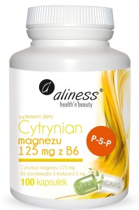 Cytrynian magnezu 125mg + wit. B6 100kaps ALINESS